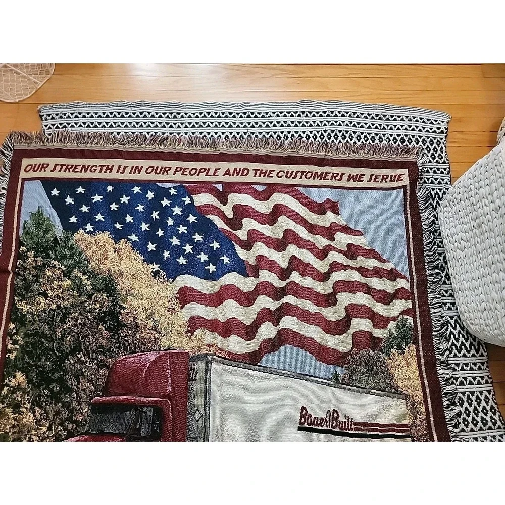 Bauer Built 60th Anniversary Patriotic Trucker USA  Cotton throw blanket 54x80
